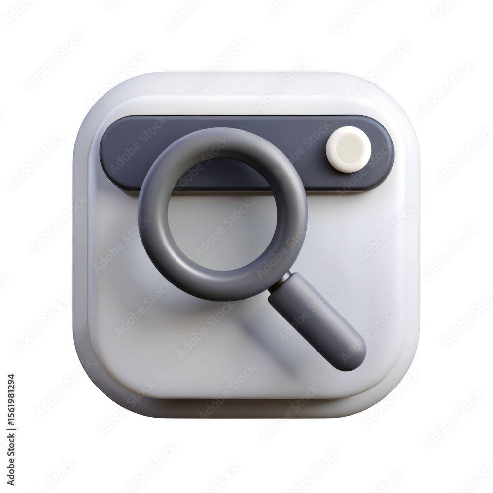 Aufkleber 3d realistic search icon app button isolated on transparent background