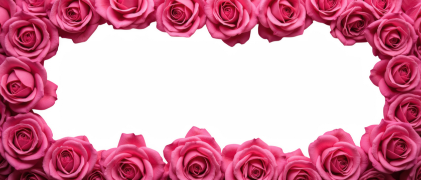 Beautiful arrangement of pink roses creates vibrant and romantic frame, perfect for expressing love and affection