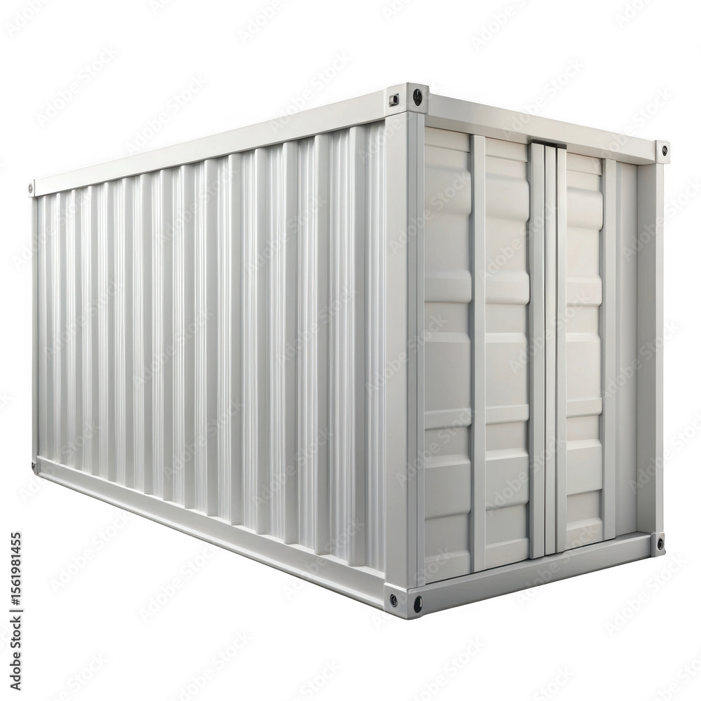 Poster 3d realistic white shipping container isolated on transparent background