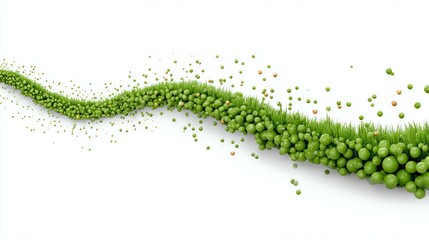 Vibrant Green Pea Trail: A stunning display of fresh green peas, artfully arranged to form a dynamic, flowing trail, a testament to the freshness and vitality of natural ingredients.