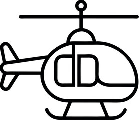 Helicopter in flight line art icon	