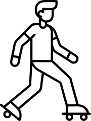 Rollerblading with man outline icon	