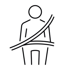 Fasten your seat belt icon with a simplified image of a person wearing a seat belt, emphasizing the importance of wearing a seat belt while driving