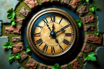 Fototapeta premium A clock with roman numerals on it is set at 3:00
