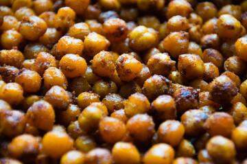 Food background, delicious chickpea flatlays close-up macro. Concept of healthy snacks, healthy and proper nutrition.