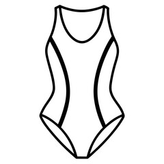 One-piece swimsuit  line art vector