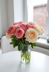 Flower Bouquet on White Table