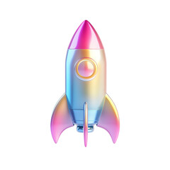 Colorful metallic rocket on black background for futuristic design