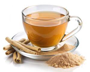 image of a ceramic or glass cup filled with freshly brewed ashwagandha tea