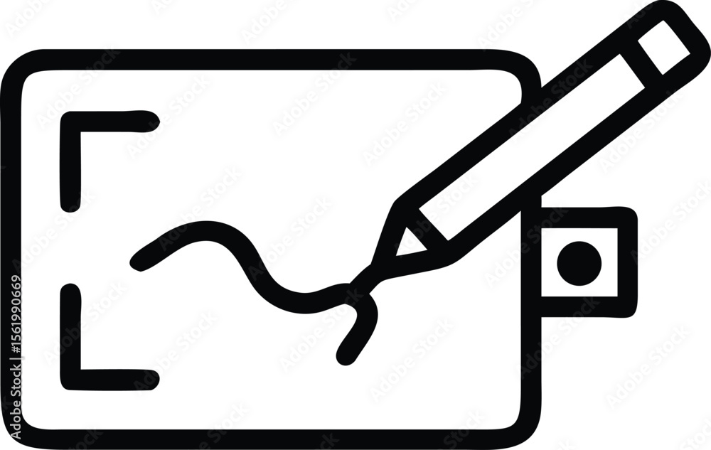 Poster digital signature icon electronic pen signing document with monitor outline design for websites and 