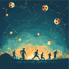 Sports card team plays football, poster