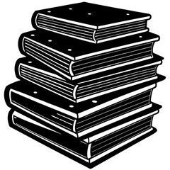 Artistic vintage book stack silhouette—great for World Book Day, academic presentations, or antique-inspired products.