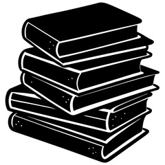 Black silhouette of a book stack—perfect for vintage decor, book club flyers, or storytelling-themed visuals.
