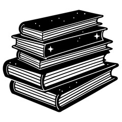 A silhouette of vintage books piled up—use it for reading posters, bookstore branding, or retro literature themes.