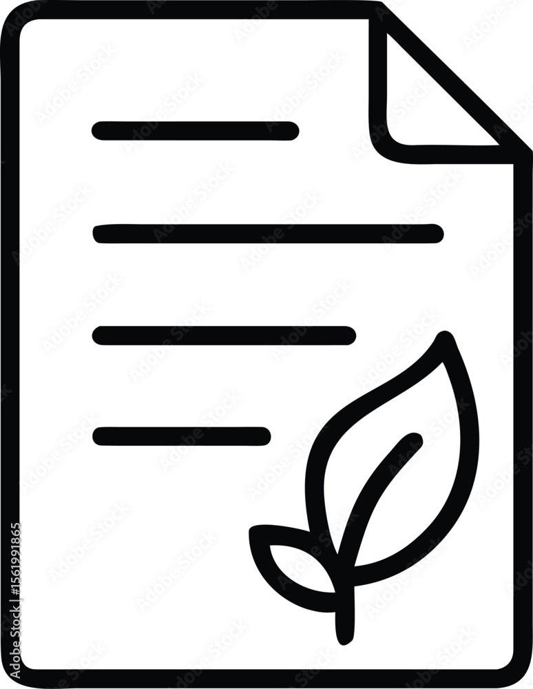 Aufkleber ecofriendly document with leaf outline icon for print and digital projects