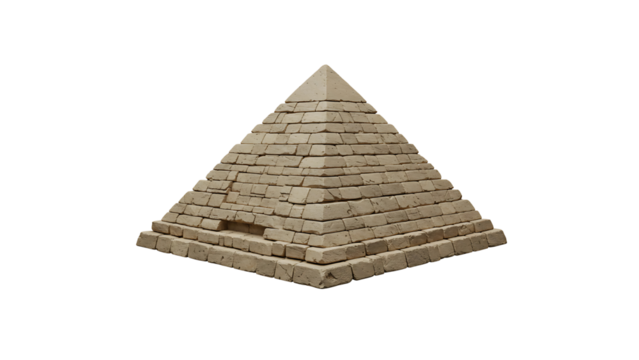 brown pyramid cut out transparent background side view.