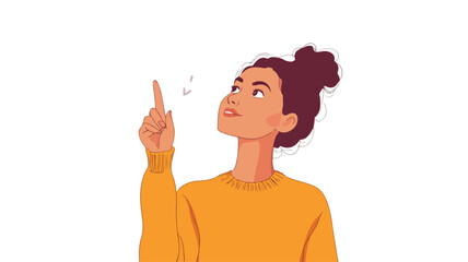 Professional Young Woman Pointing Upwards with Focus and Confidence