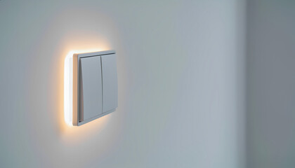 Modern light switch with backlight on the wall.