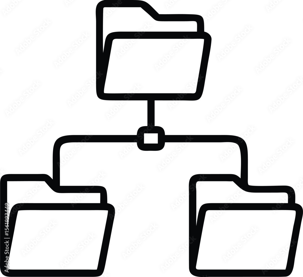 Poster folder structure line art, directory organization illustration design element