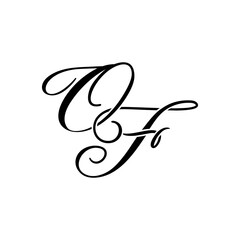 Elegant OF Monogram Logo in Black Script – Luxury Calligraphy Initial Design on White Background