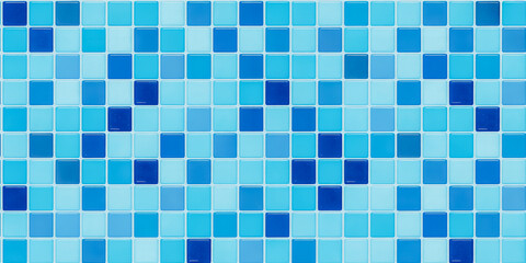 Fototapeta premium A seamless pattern of square swimming pool tiles in varying shades of blue.
