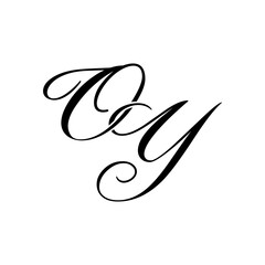 Elegant OY Monogram Logo in Black Script &ndash; Luxury Calligraphy Initial Design on White Background