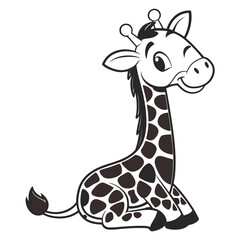 Obraz premium Cute Cartoon Giraffe Sitting Animal Illustration
