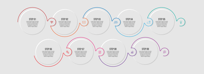 Vector illustration Infographic design template with 9 options, icons and numbers great for your business presentation
