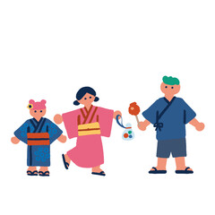 浴衣を着た子供のイラスト
