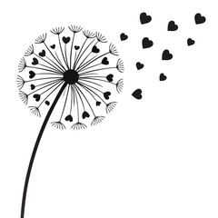 Obraz premium Dandelion Spreading Love Hearts in the Wind