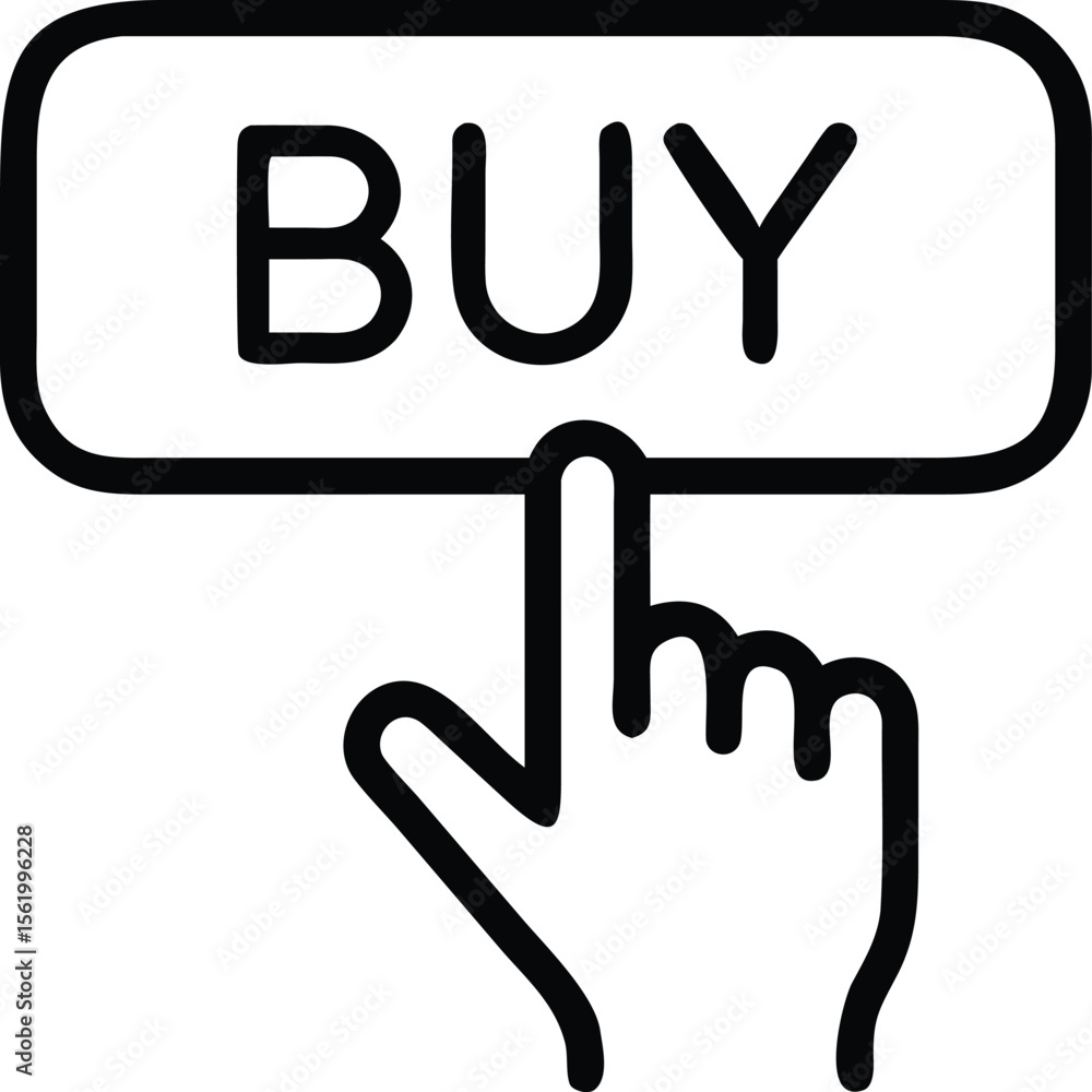 Poster hand cursor clicking on the buy button icon in the illustration format