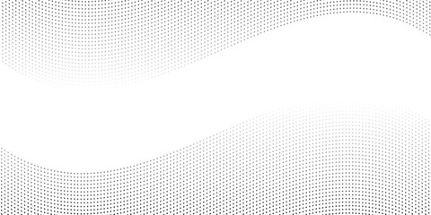 Abstract halftone gray dots gradient on white background, Curved twisted slanting design or waved lines pattern, Templates for business cards, brochures, posters, covers.