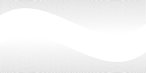 Abstract halftone gray dots gradient on white background, Curved twisted slanting design or waved lines pattern, Templates for business cards, brochures, posters, covers.
