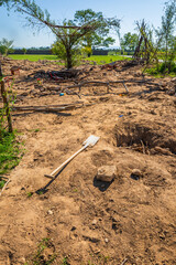 Public playground with soil and sludge to learn how to dig, burrow, grub and build