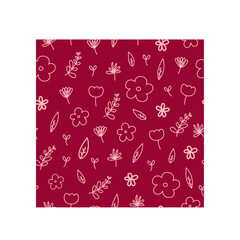 Seamless pattern with cute doodle of flowers and leaves. Seamless pattern for digital printing, graphic design, fabric, or paper.