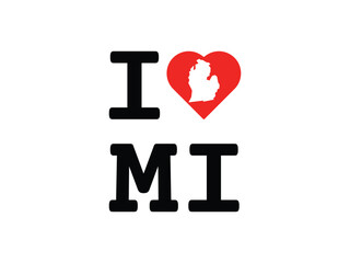 creative love with Michigan map design, vector illustration, isolated on transparent background
