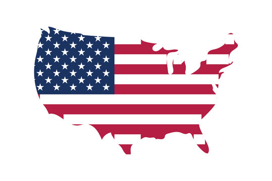 American Flag Inside USA Map &mdash; Vector Map of United States with National Flag Pattern