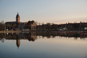 Fototapeta premium Scenic view of city during evening