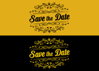 Save the Date calligraphy with symmetrical flourish