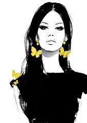 Fashion illustration.Beautiful fashion sketches.Stylish fashion models. Fashion girls.Style woman portrait.High fashion, generative ai