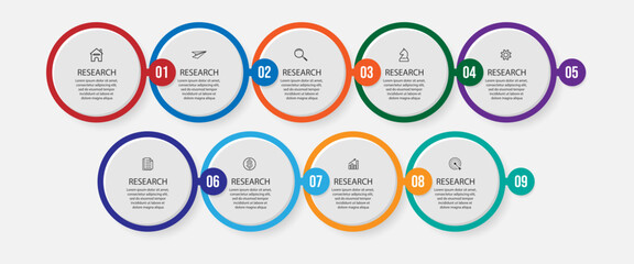 Vector illustration Infographic design template with 9 options, icons and numbers great for your business presentation