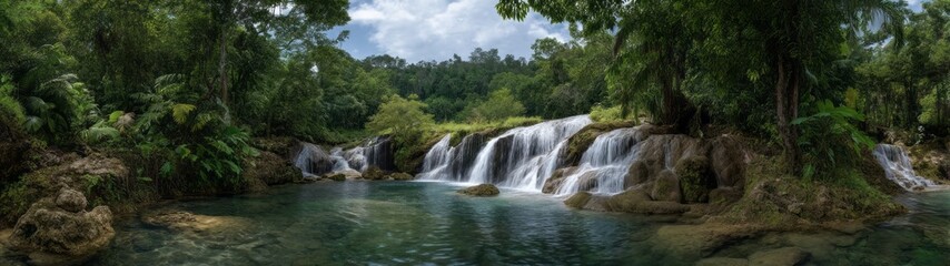 Obraz premium Stunning hdr waterfall scene nature landscape 360 degrees hdri