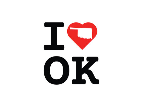 creative love with Oklahoma map design, vector illustration, isolated on transparent background