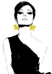 Fashion illustration.Beautiful fashion sketches.Stylish fashion models. Fashion girls.Style woman portrait.High fashion, generative ai