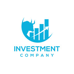 business investment logo design vector with bull