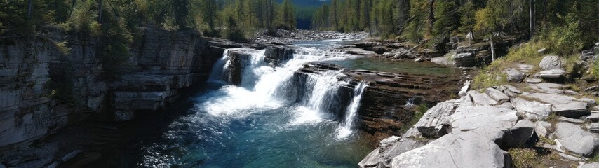 Fototapeta premium Dynamic waterfall scene national park hdr 360 degrees nature