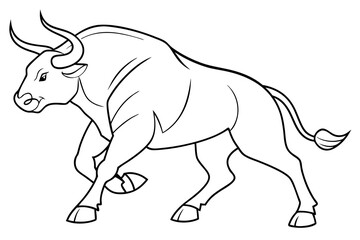 Fototapeta premium Line art of a powerful minotaur, suitable for a coloring page, simple lines, no shading, clear outlines, black and white