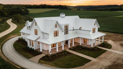 Modern farmhouse with white siding