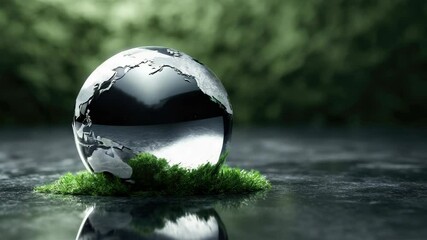 Sustainability concept with planet earth in water droplet