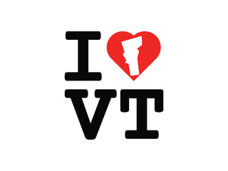 creative love with Vermont map design, vector illustration, isolated on transparent background